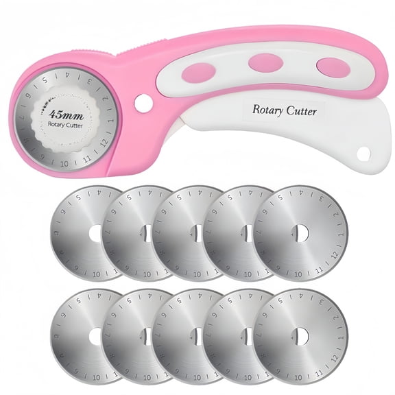 DEKEones Ergonomic 45mm Rotary Cutter with Safety Lock Pink for Fabric & Craft