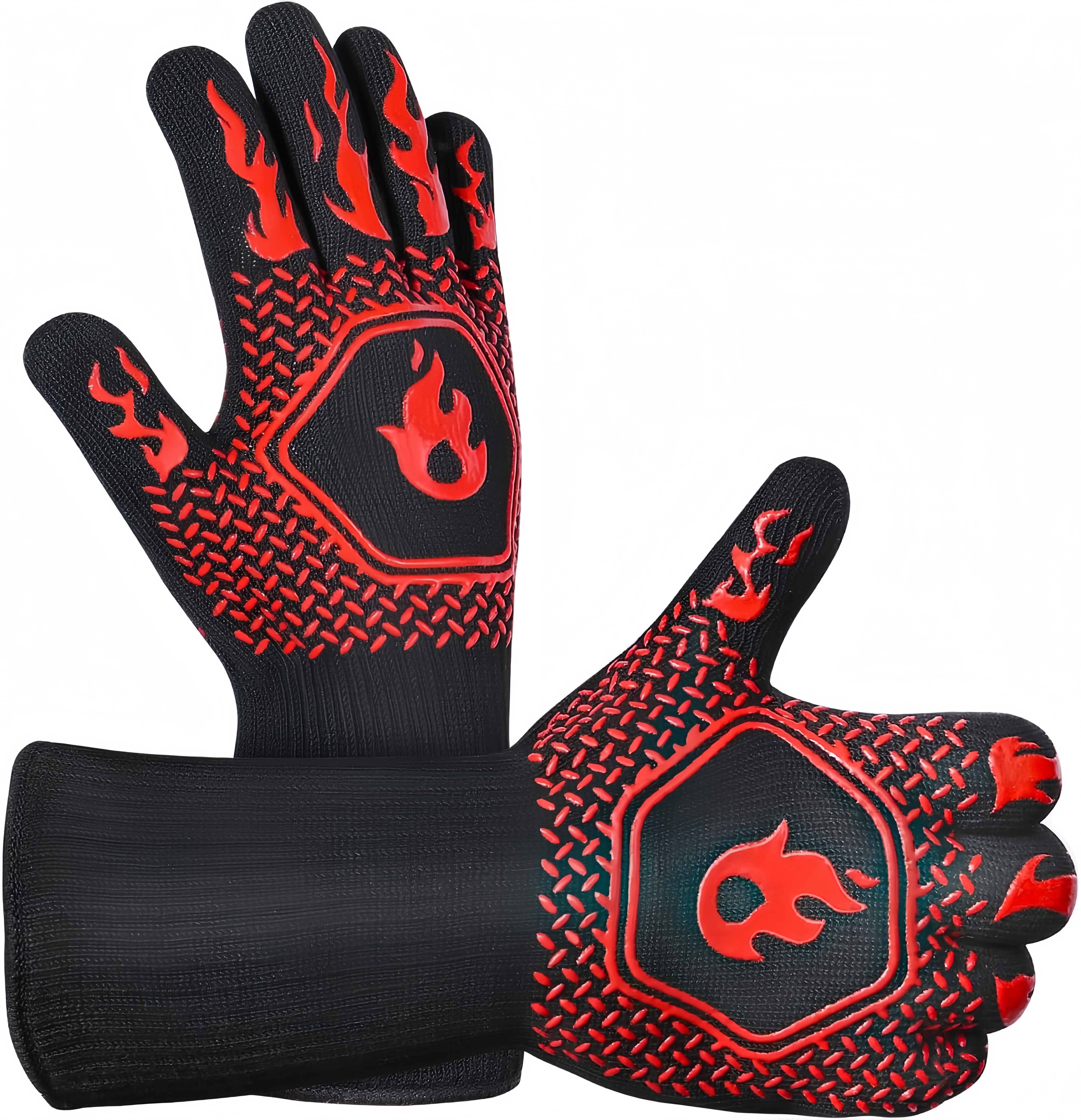 DEKEones Fireproof, Cut-Resistant Grill Gloves, 14 inches, Black, Heat ...