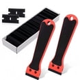 thumbnail image 1 of DEKEones 2 Pack Razor Blade Scraper with 100 Extra Blades, Plastic Handle Cleaning Scraper Tool for Removing Stickers, Labels, Decals, Adhesive, Paint & Glue from Glass, Windows, Stovetops, and Cars, 1 of 7