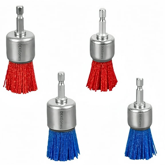 DEKEones Nylon Filament Abrasive Brush Wheel Set 4 Pack Hex Shank Abrading Tools