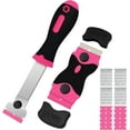 thumbnail image 1 of DEKEones Razor Blade Scraper, 2 PCS Razor Scraper Tool for Removing Label, Registration Sticker, Tint, Grease from Windshield, Appliance, Glass（Pink）, 1 of 7