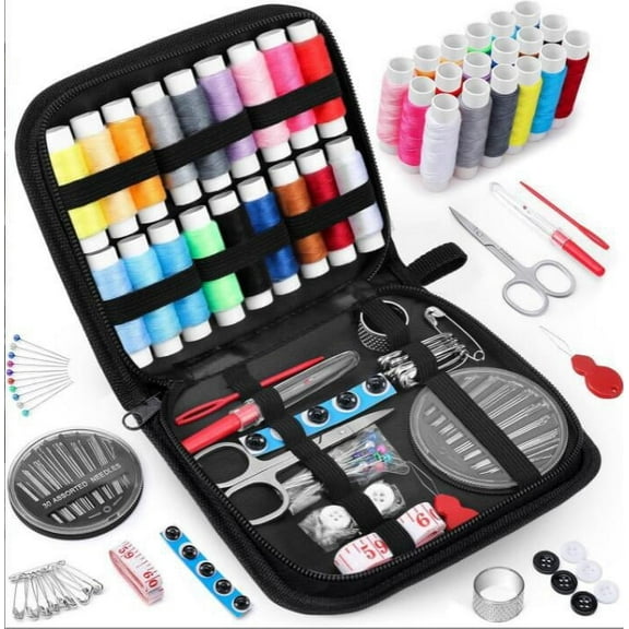 DEKEones Sewing Kit Gifts for Mom Grandma Women Men Adults Kids Teen Beginner Traveler, Portable Sewing Supplies Accessories Contains Thread, Needles, Scissors, College Dorm Room Essentials (Black)