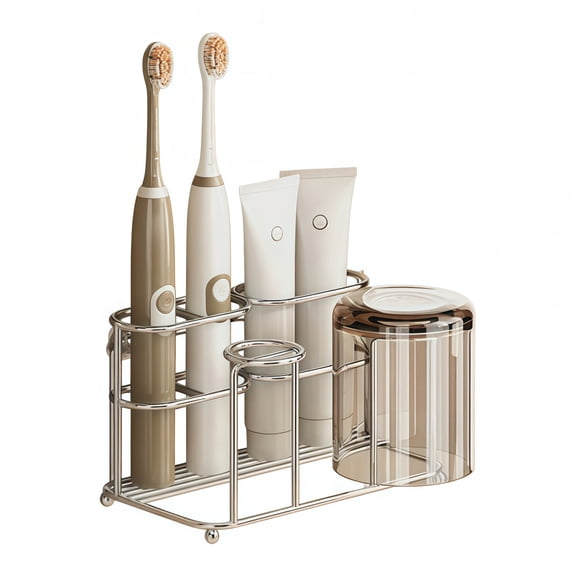 DEKEones Stainless Steel Toothbrush Holder Modern Design Space-Saving Essential for Bathroom Organizer and Daily Use