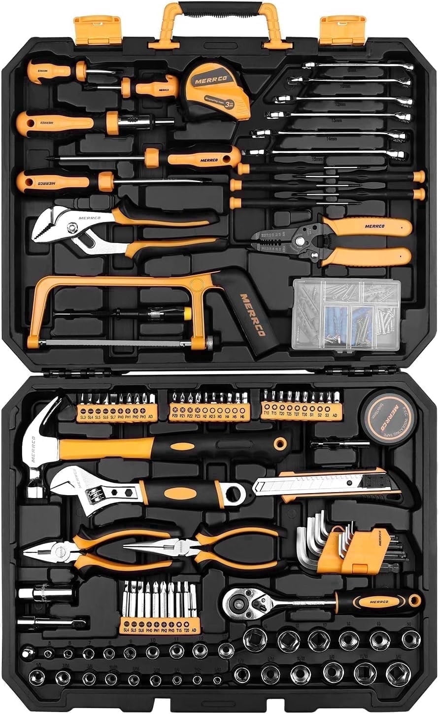 DEKOPRO 198-Piece DIY Home Repair Tool Kit with Durable Plastic