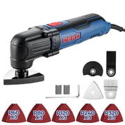DEKO 2.5Amp Oscillating Multi Tool Kit | 300W Electric Multi-Function Tool | 6 Variable Speed | With 15PCS Saning papers | 15000-22000 RPM for Cutting Sanding Scraping DIY Projects