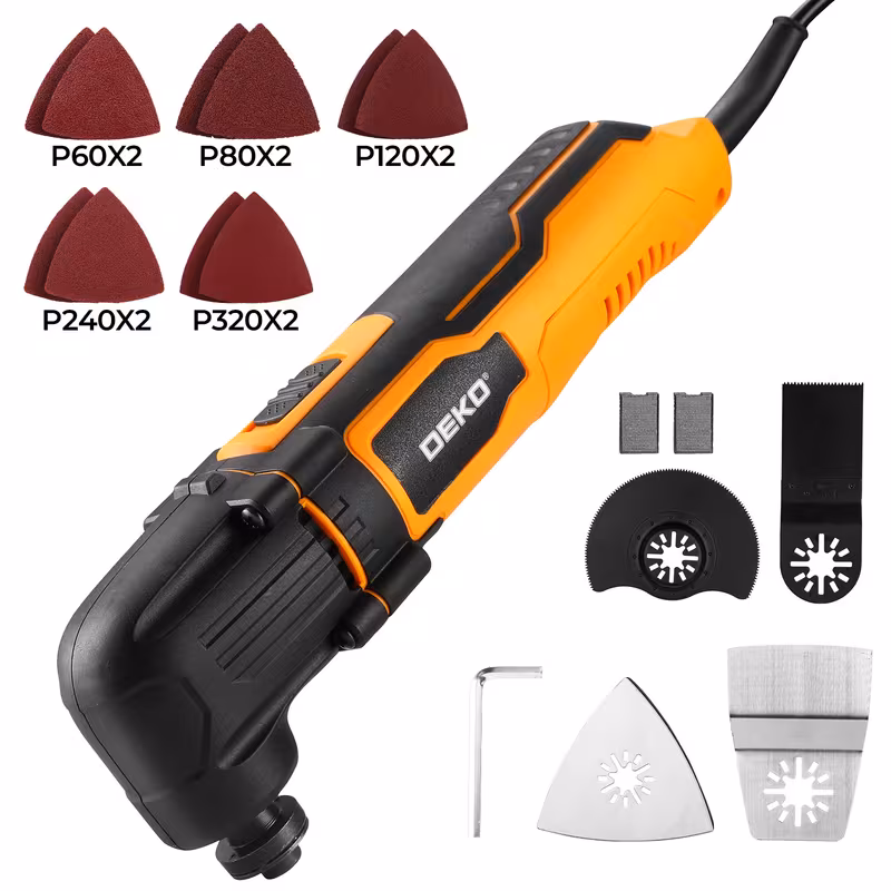DEKO 2.5Amp Powerful Oscillating Tool | 6-Speed Multi Tool Kit | 22000 RPM | for Cutting Sanding Scraping Wood Metal DIY