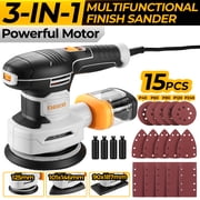 DEKO 3-in-1 Electric Sander | 2.5Amp | With 15 Sandpapers | 6 Variable Speeds | 13000 RPM | Multi-Hole Dust Extraction | High-Speed Sander for Woodworking, Car Sanding