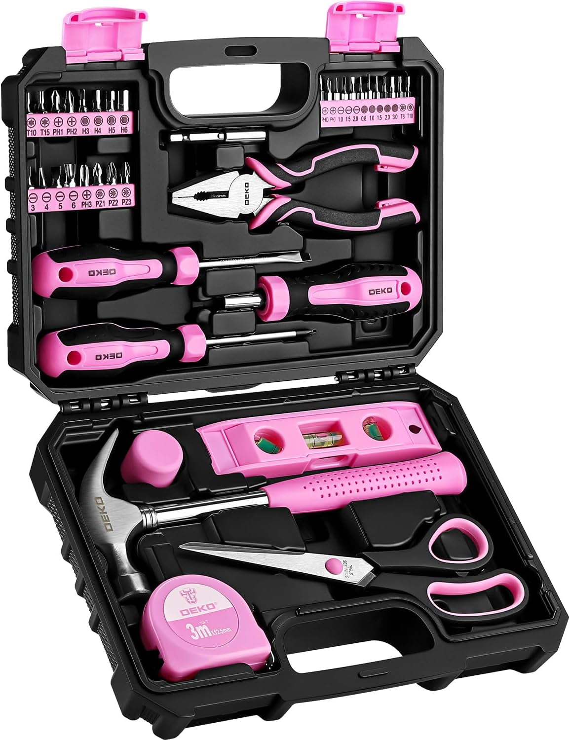 DEKOPRO Tool Set for Women: Pink Tool Set for Home Repair, Womens Tool Kit for All Purpose 42 Piece