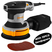 DEKO 5-Inch Random Orbit Sander | 6 Variable Speeds | 14000 RPM | 300W Powerful Motor | Low Vibration | With 15 Sandpapers & Dust Bag | Orbital Sander for Wood, Furniture, DIY Home Projects