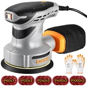 DEKO 5-Inch Random Orbit Sander | 6 Variable Speeds | 14000 RPM | 300W Powerful Motor | Low Vibration | With 15 Sandpapers & Dust Bag | Orbital Sander for Wood, Furniture, DIY Home Projects