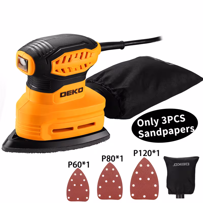 DEKO 5-Inch Random Orbital Electric Sander with 15 Sandpapers | 7000-13000RPM | High-Performance Dust Collection | for Woodworking, Polishing, Polish Metal and Carpentry