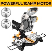 DEKO 8-1/4 Inch Compound Miter Saw | 10 Amp 1200W Copper Motor | 4900 RPM | Single Bevel 0-45  | 115 60mm Cutting Capacity | Includes 3 Saw Blades | Gifts for Men