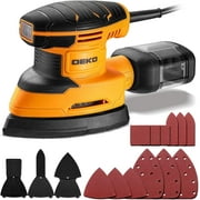 DEKO Detail Sander Power Electric Mouse Sanders Tool with 3-Multi Function Sanding Pad Attachment, 12pc Sandpaper,Dust Box, Sander for Wood, Woodworking