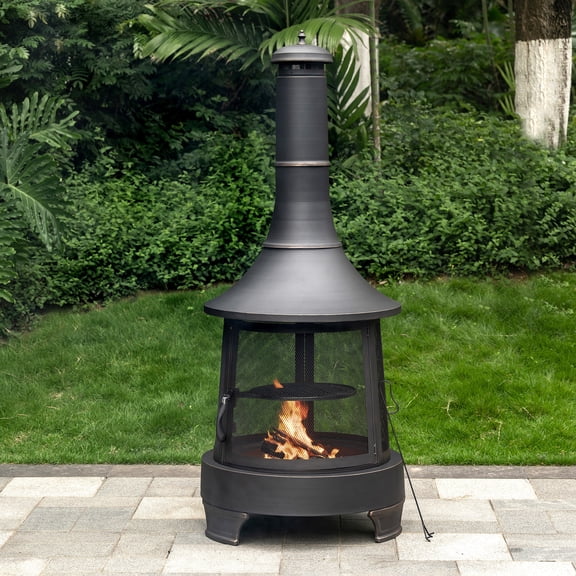DEKO LIVING 29.50 x 29.50 Heavy-duty Rust Resistant Steel Fire Pit with 3 spark screens