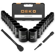 "DEKOPRO 1/2-Inch Impact Socket Set, 23 Pieces Drive Socket Set with 72 Teeth Reversible Ratchet, 1/2"" Drive Metric/SAE , CR-V Steel