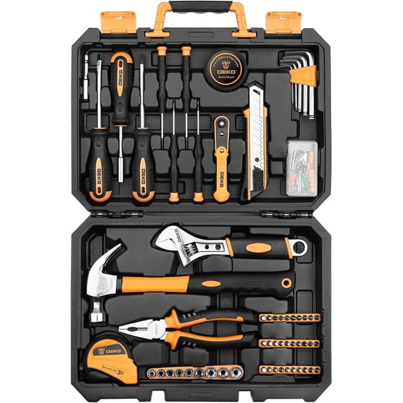 DEKOPRO 100-Piece Household Repair Tool Set with Plastic Storage Box