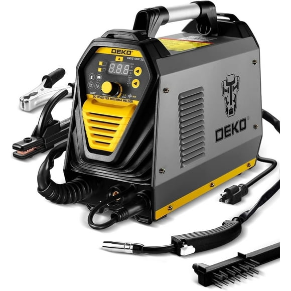 DEKOPRO 110/220V MMA Welder,160A ARC Welder Machine IGBT Digital Display LCD Hot Start Welder with Electrode Holder,Work Clamp, Input Power Adapter Cable and Brush