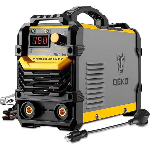 DEKOPRO 110/220V MMA Welder,160A ARC Welder Machine IGBT Digital Display LCD Hot Start Welder with Electrode Holder,Work Clamp, Input Power Adapter Cable and Brush