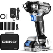 DEKOPRO 20V Cordless Impact Wrench, 1/2 Inch Chuck, 3200 RPM, 258 ft-lbs Max Torque, Li-ion Battery, Fast Charger, Tool Bag