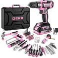 thumbnail image 1 of DEKOPRO 20V Pink Cordless Drill Driver Set for Women, 186-Piece Hand Tool Set, Lady's Home DIY Tool Kit with Battery, 1 of 8