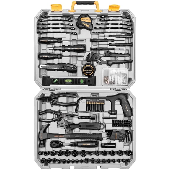 DEKOPRO 218-Piece General Household Hand Tool kit, Professional Auto Repair Tool Set for Homeowner, General Household Hand Tool Set with Plier, Screwdriver Set, Socket Set, with Portable Storage Case