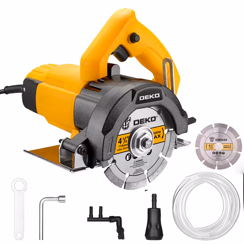 DEKOPRO 4-3/8" Handheld Tile Saw | 10-Amp Corded Masonry Saw | 14000 RPM | Lightweight | Fast Heat Dissipation | Portable | Professional Electric Marble Saw for Wet/Dry Cutting, Stone Cutter