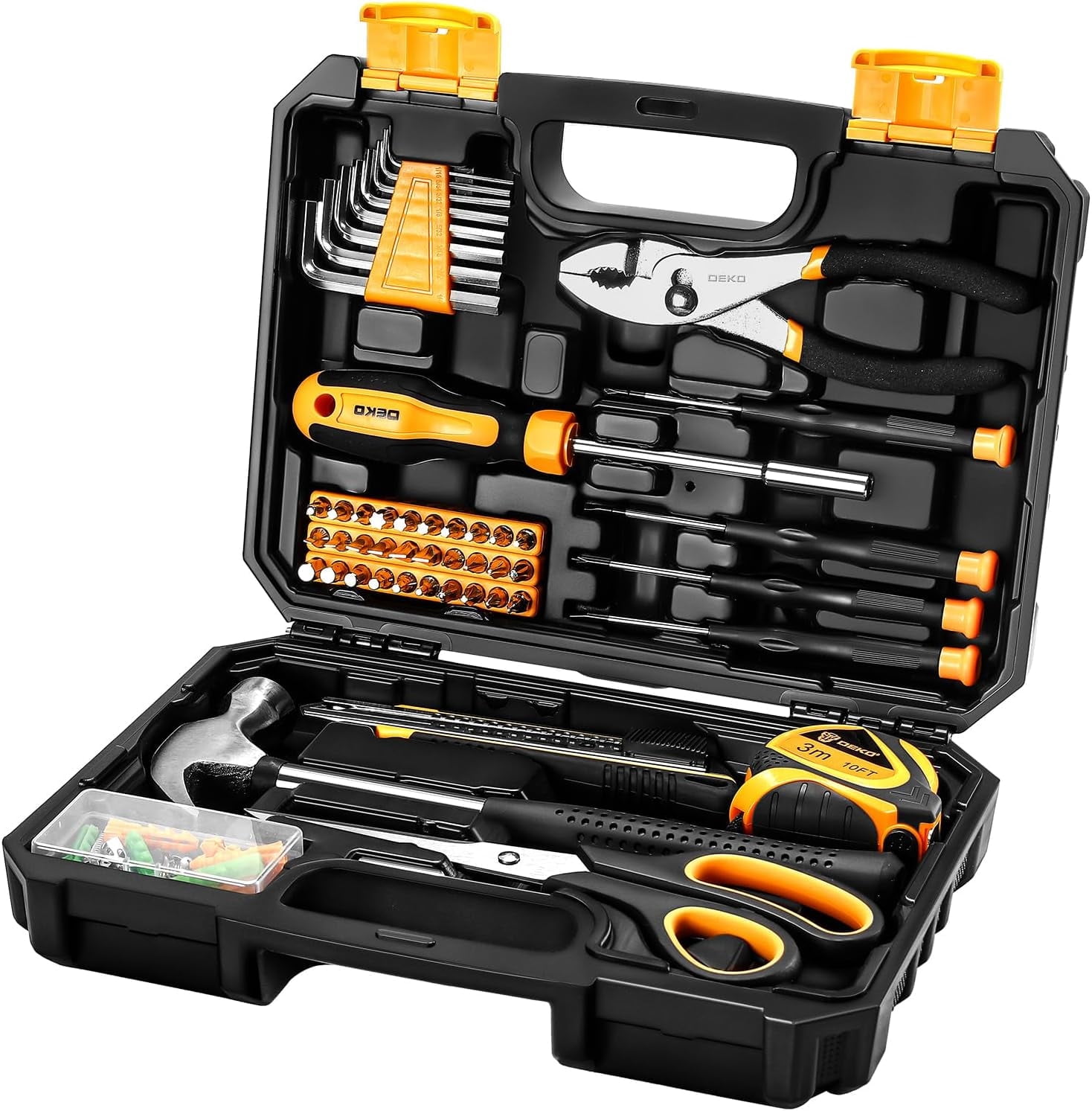 DEKOPRO 50-Piece Household Tool Kit with Plastic Toolbox, Essential ...