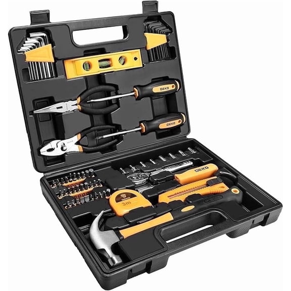 DEKOPRO 65-Piece Household Tool Set with Plastic Storage Case