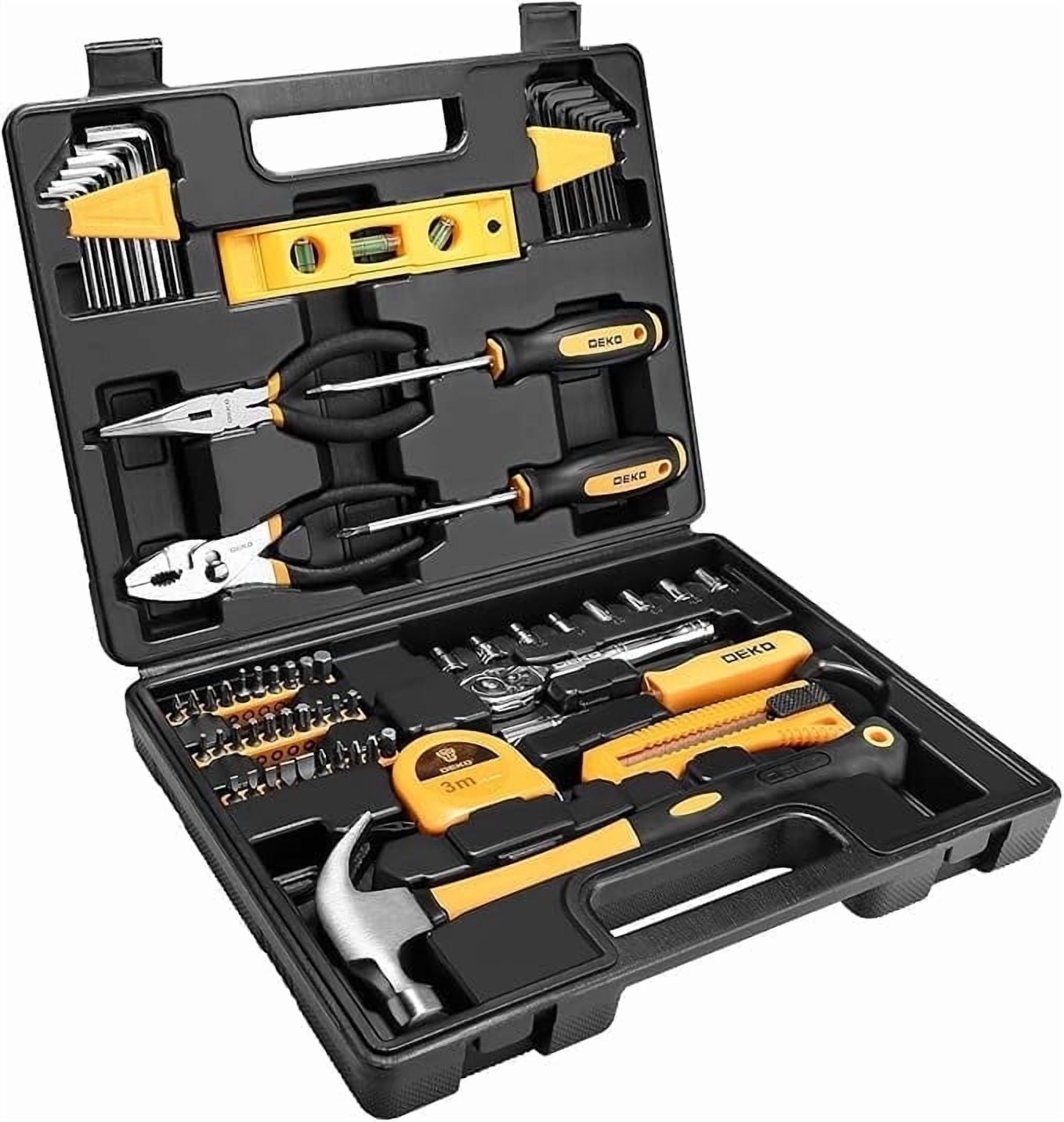 DEKOPRO 65 Piece Tool Set General Household Hand Tool Kit with Plastic ToolBox Storage Case