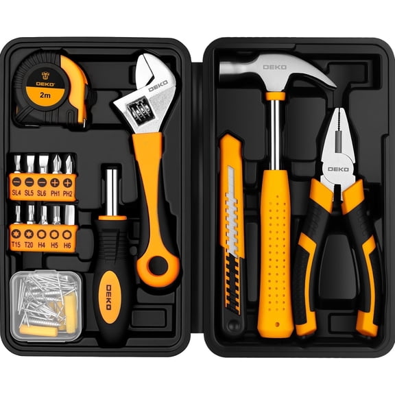 DEKOPRO 86PCS Tool Set Household DIY Tool Kit with Storage Toolbox, Small Compact Hand Tool Box Set for Home Use, DIY, Apartment, Office & Home Repair, Orange