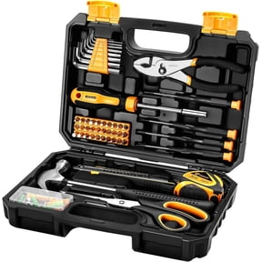DEKOPRO 50-Piece Household Tool Kit with Plastic Toolbox, Essential Tools for Office and College Repairs