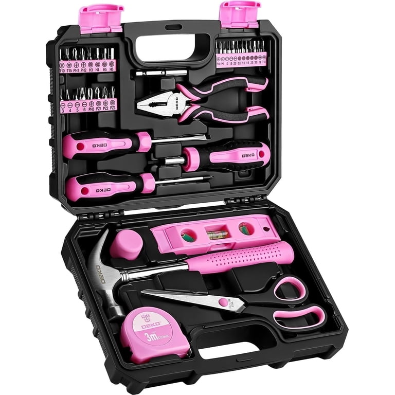 DEKOPRO, Tool Set for Women, 42 Piece, Pink for Home Repair