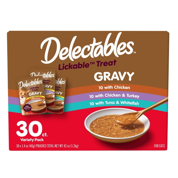 Delectables Gravy Variety Pack Lickable Cat Treats, 1.4-oz pouch, 30 count