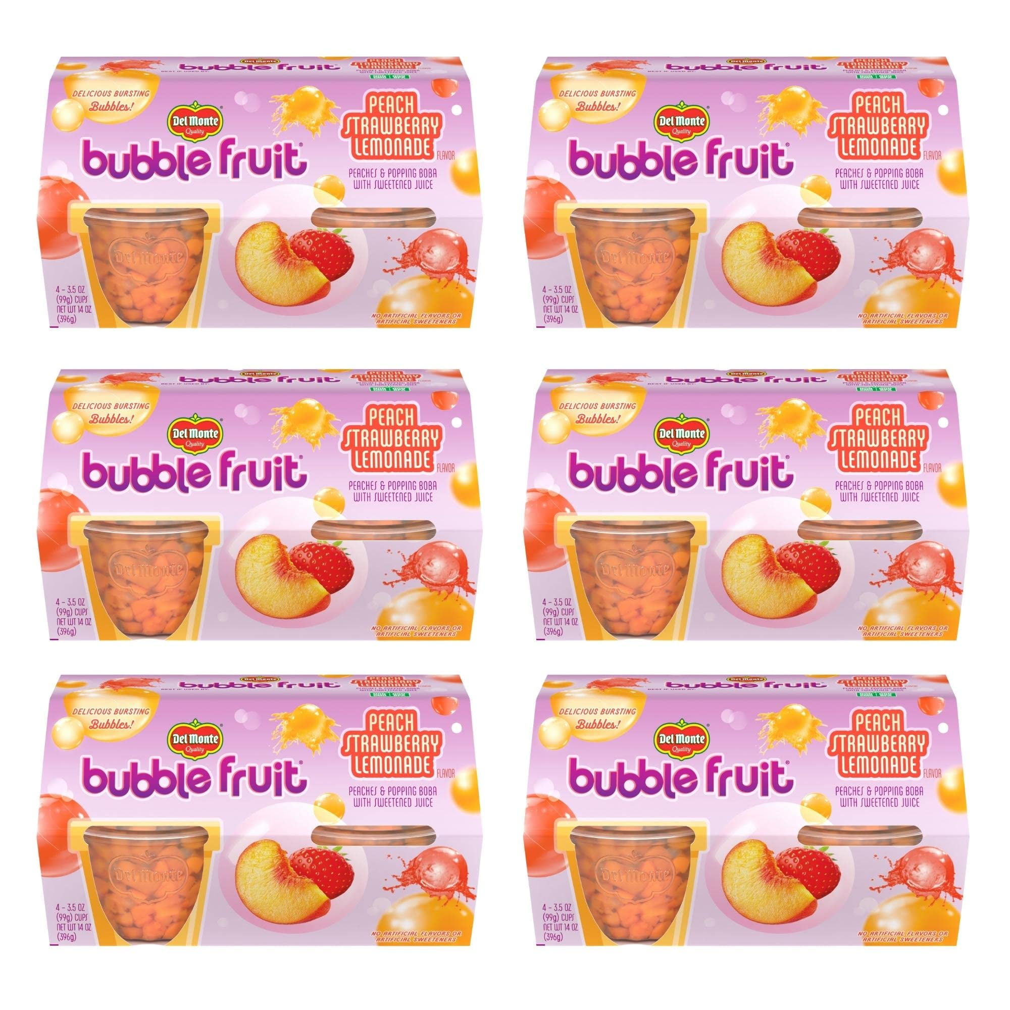 Del Monte Bubble Fruit Cup Snacks, Peach Strawberry Lemonade, 24 Pack
