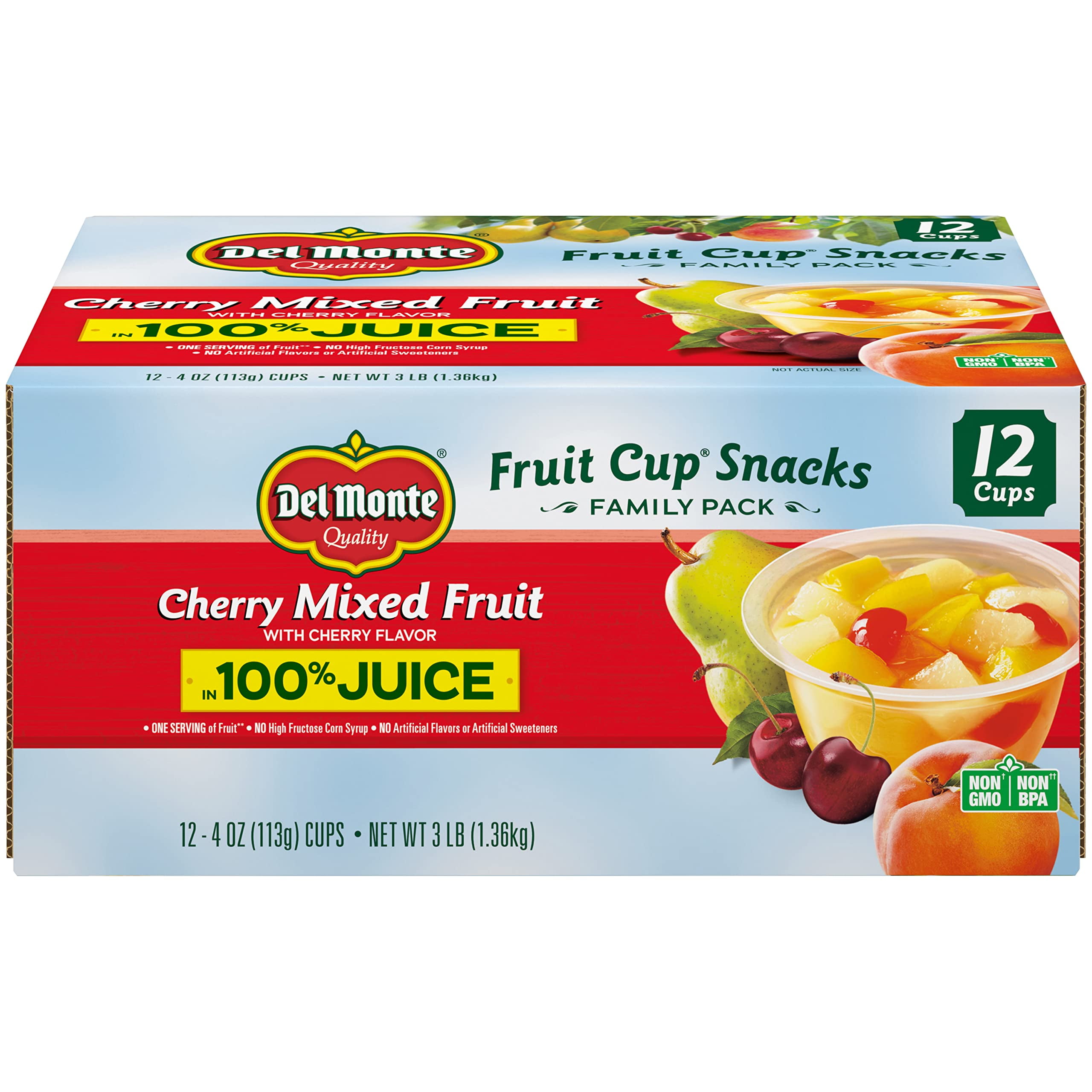 DEL MONTE Cherry Flavored Mixed Fruit KKS1 FRUIT CUP Snacks in 100% ...