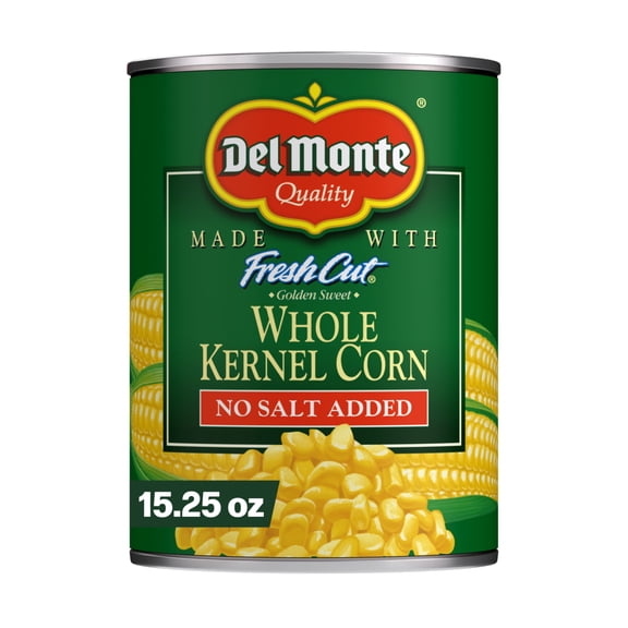 Del Monte No Salt Added Golden Sweet Whole Kernel Corn, 15.25 oz Can, Canned Vegetables