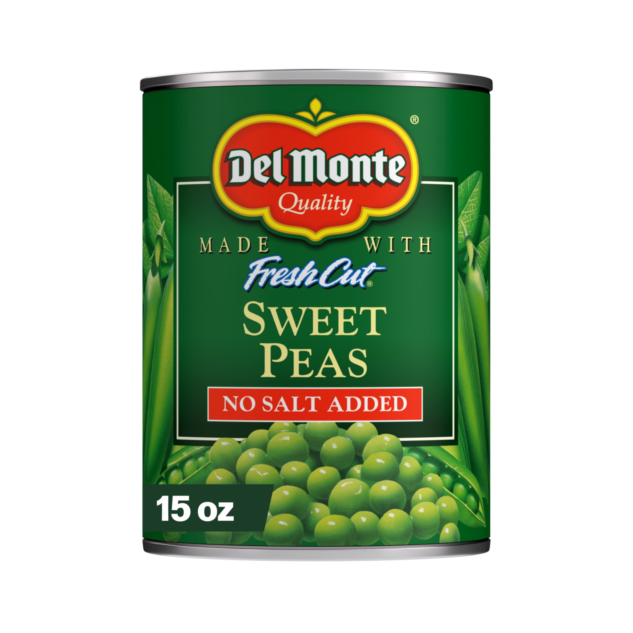 Del Monte No Salt Added Sweet Peas, Canned Vegetables, 15 oz Can