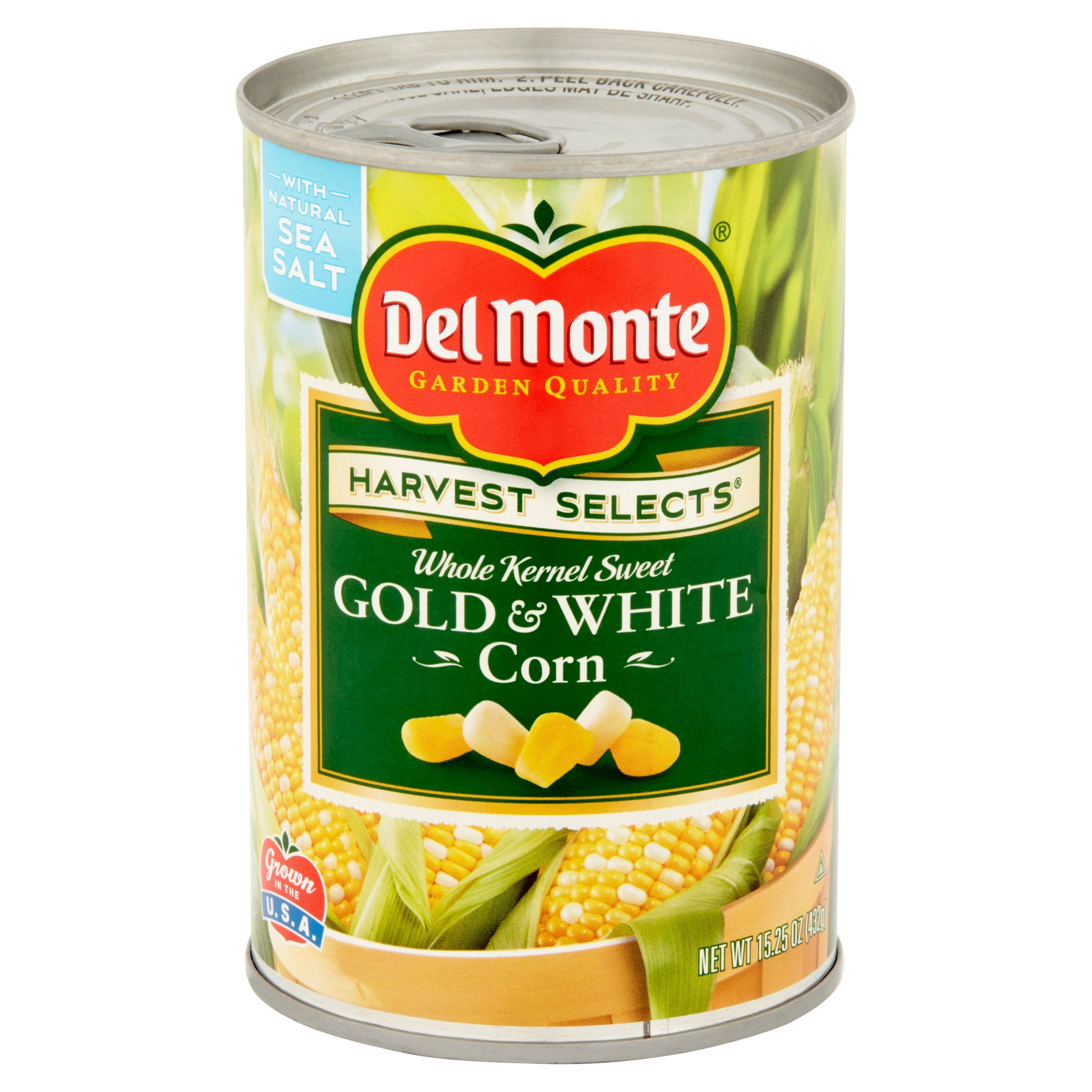 Del Monte Sweet Gold and White Whole Kernel Corn, Canned Vegetables, 15.25 oz Can