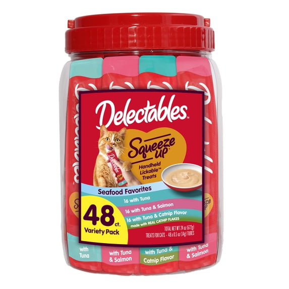 Delectables Squeeze Up Tuna Variety Pack Lickable Cat Treats, 0.5-oz tube, 48 count