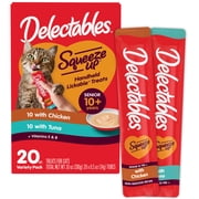 Delectables Squeeze Up Senior 10+ Chicken and Tuna Variety Pack Lickable Cat Treats, 0.5-oz tube, 20 Count