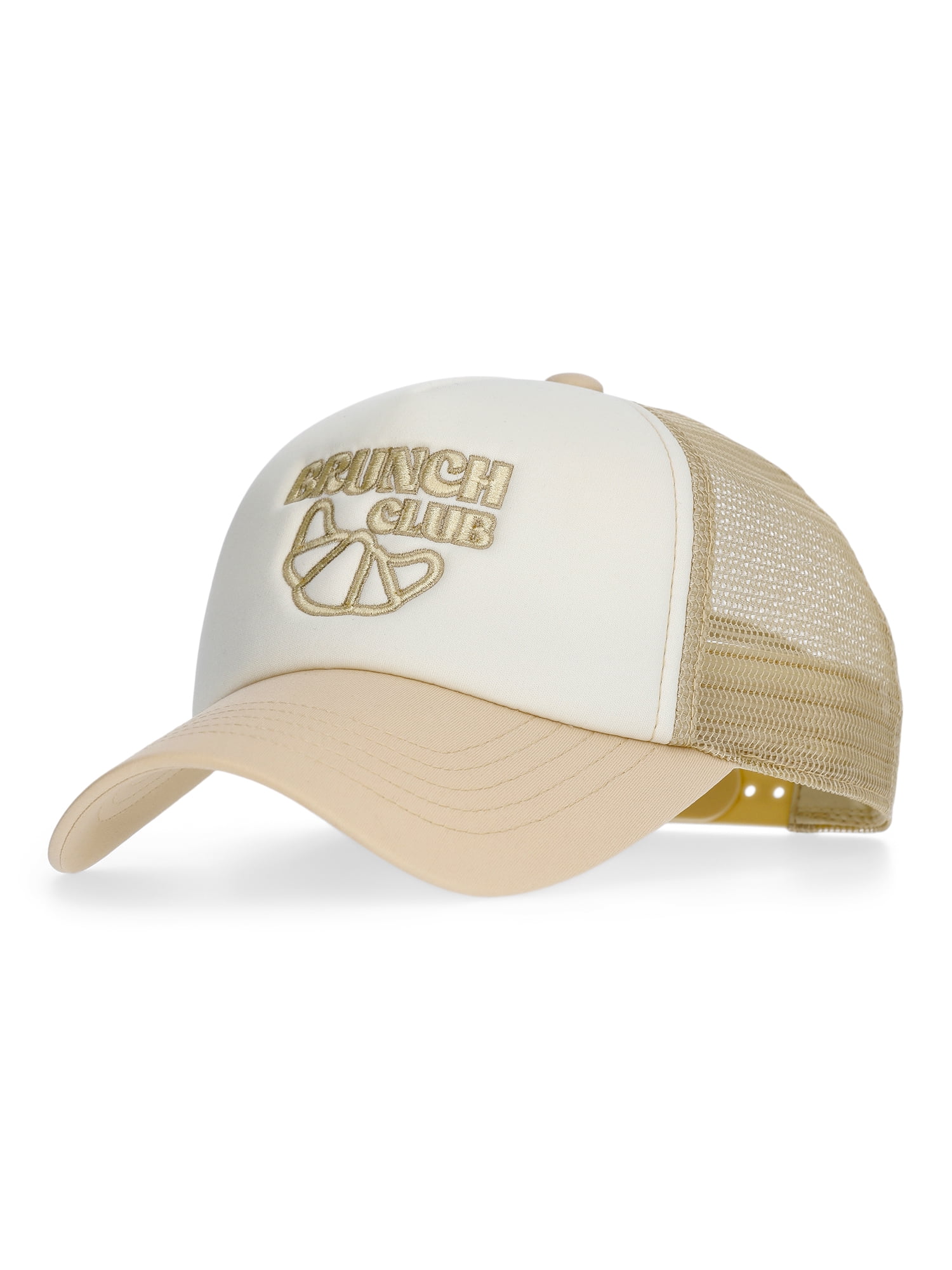 Embroidered Graphic Trucker Hat, Women's, Cream