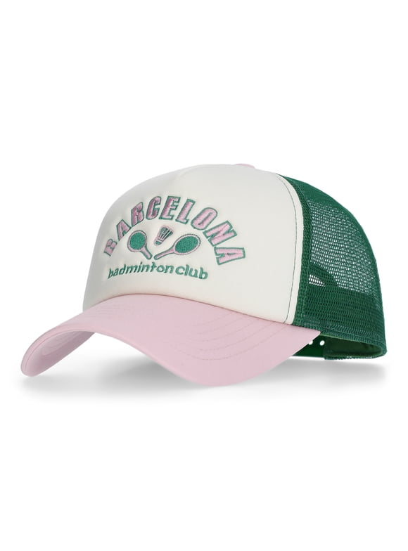 Embroidered Graphic Trucker Hat, Women's, Pink