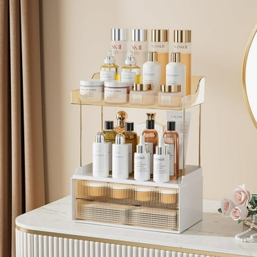 Makeup Organizer for Vanity Storage- Acrylic Drawers for Cosmetics, Skin Care - Countertop Bathroom Counter Organizer, Ideal for Bathroom, Bedroom
