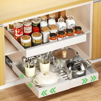 DELAMU Pull out Cabinet Organizer for Kitchen, Space-Saving Slide out Cabinet Organizer,  White 1 Pack