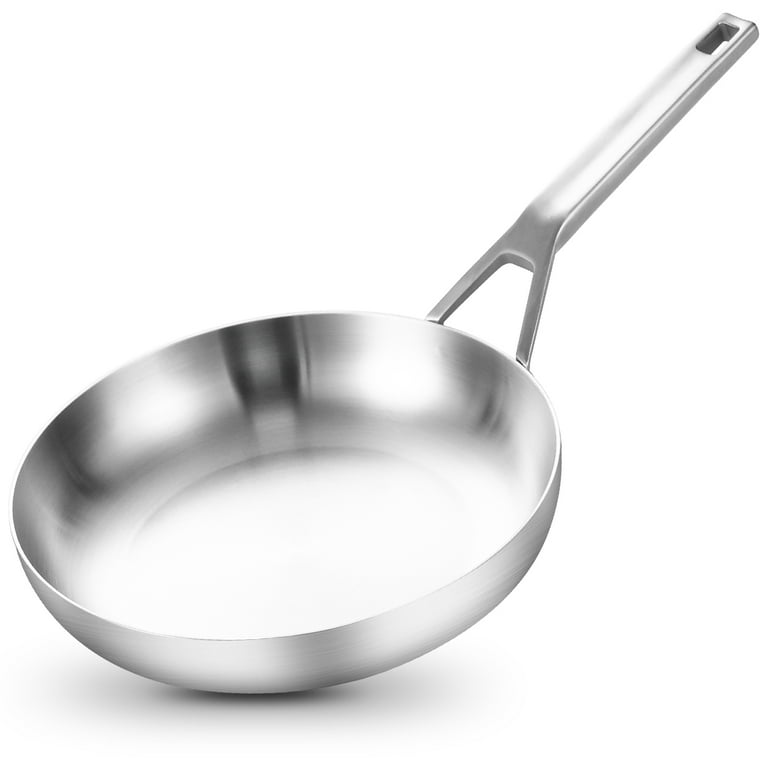 DELARLO 8 inch Tri-Ply Stainless Steel Skillet, Whole Body 3 layer