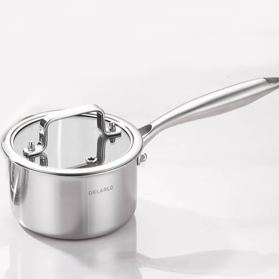 DELARLO 2 Qt Tri-Ply Stainless Steel Saucepan with Lid