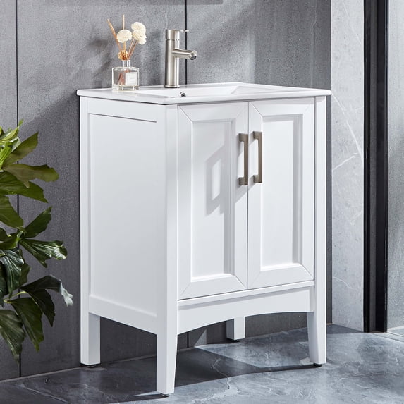 DELAVIN 24" Modern Bathroom Vanity and Sink Set, White