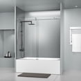 thumbnail image 1 of DELAVIN 56-60 in.W x 59 in.H Frameless Bathtub Door, Clear Tempered Glass, Stainless Steel Frame, Sliver, 1 of 10