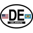 thumbnail image 1 of DELAWARE FLAG, Waterproof UV Coated, Famous Reflective OVAL Sticker DECAL , 3.5" x 4.75", 1 of 1