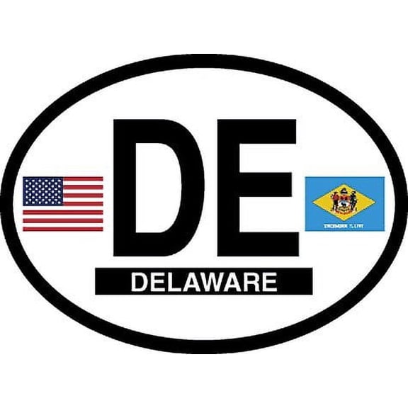 DELAWARE FLAG, Waterproof UV Coated, Famous Reflective OVAL Sticker DECAL , 3.5" x 4.75"